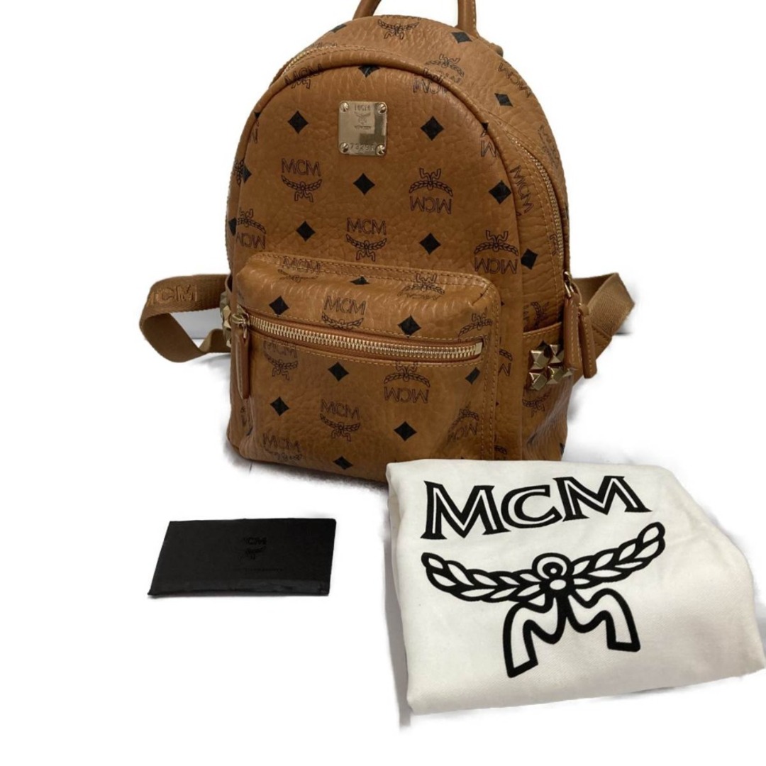 □□MCM エムシーエム サイドスタッズ 付き　バックパック　リュック ブラウン