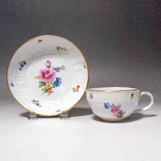 マイセン(MEISSEN)のマイセン 1880年頃 金彩ノイブランデンシュタイン花絵 カップ＆ソーサーB(食器)