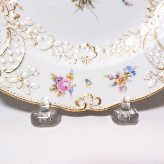 マイセン Meissen 1880-90年 金彩マルセイユ花絵 ディナープレート-