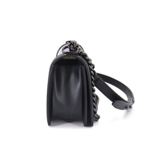 新品同様 シャネル CHANEL ボーイシャネル シェブロン Vステッチ チェーン ショルダー バッグ レザー ブラック 虹色 A67086 VLP 90181996