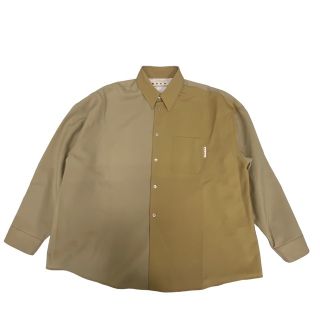 マルニ(Marni)のMARNI マルニ 長袖Ｔシャツ アパレル バイカラー ロゴ タグ アパレル トップス 服 46 ベージュ ブラウン 茶  毛   メンズ 美品【中古品】(シャツ)