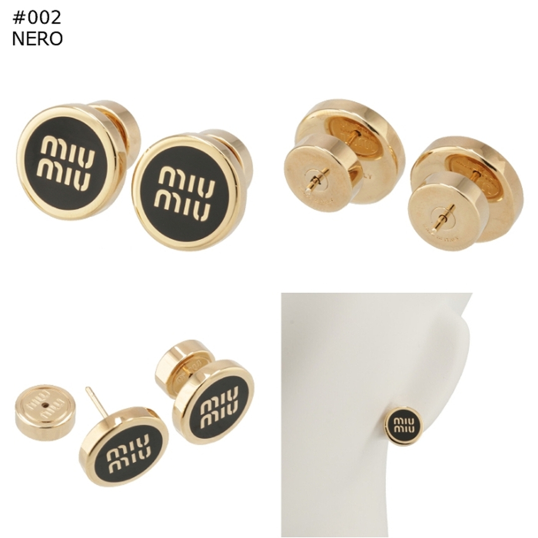 miumiu(ミュウミュウ)のミュウミュウ MIU MIU ピアス ロゴ エナメルメタル スタッドピアス 5JO912 2F6T  レディースのアクセサリー(ピアス)の商品写真