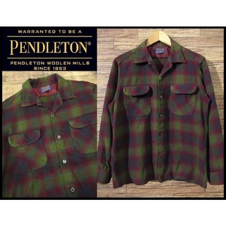 ペンドルトン(PENDLETON)の60s 70s ペンドルトン オンブレ チェック ボックス ウール シャツ 緑赤(シャツ)
