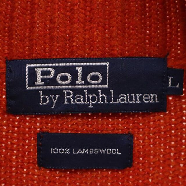 ポロバイラルフローレン ロゴ刺繍 ウール100％ ハーフジップ ニット L オレンジ Polo by Ralph Lauren 長袖 セーター メンズ 【中古】  【230222】 メンズのトップス(ニット/セーター)の商品写真