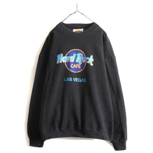 90s USA製 ハードロックカフェ プリント スウェット 裏起毛 XL 黒