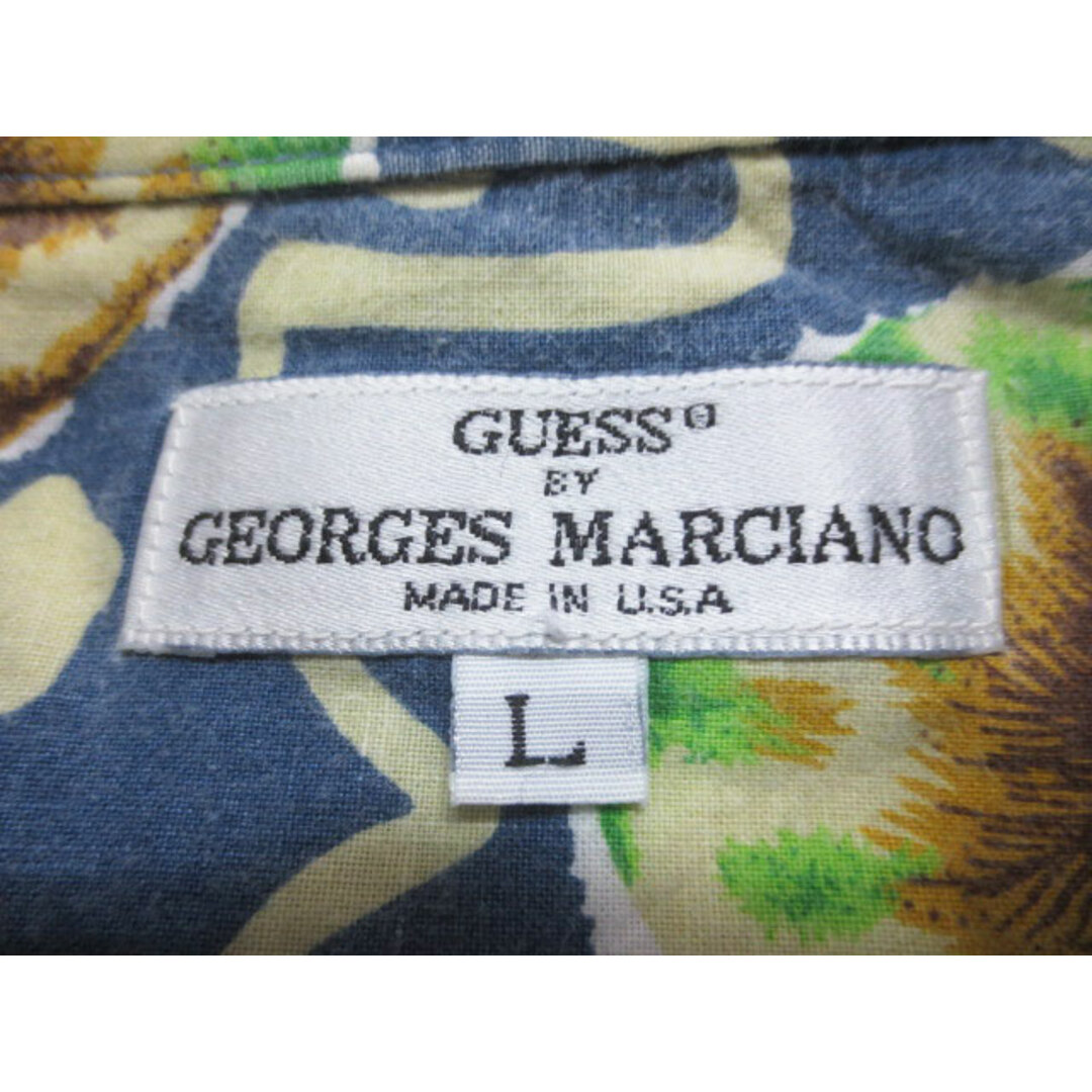 GUESS(ゲス)のゲス/GUESS by GEORGES MARCIANO 半袖 シャツ 総柄 サイズ：L ブルー系 Made in U.S.A古着 【中古】 メンズのトップス(シャツ)の商品写真