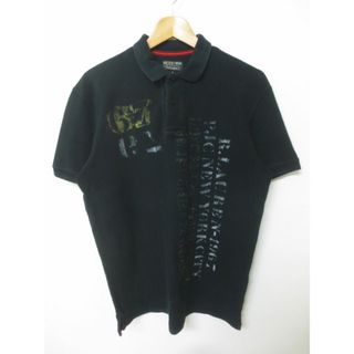 ラルフローレン(Ralph Lauren)のポロ ジーンズ カンパニー ラルフローレン/POLO JEANS COMPANY RALPH LAUREN 鹿の子 ポロ シャツ 半袖 プリント サイズ：S ブラック古着 【中古】(ポロシャツ)