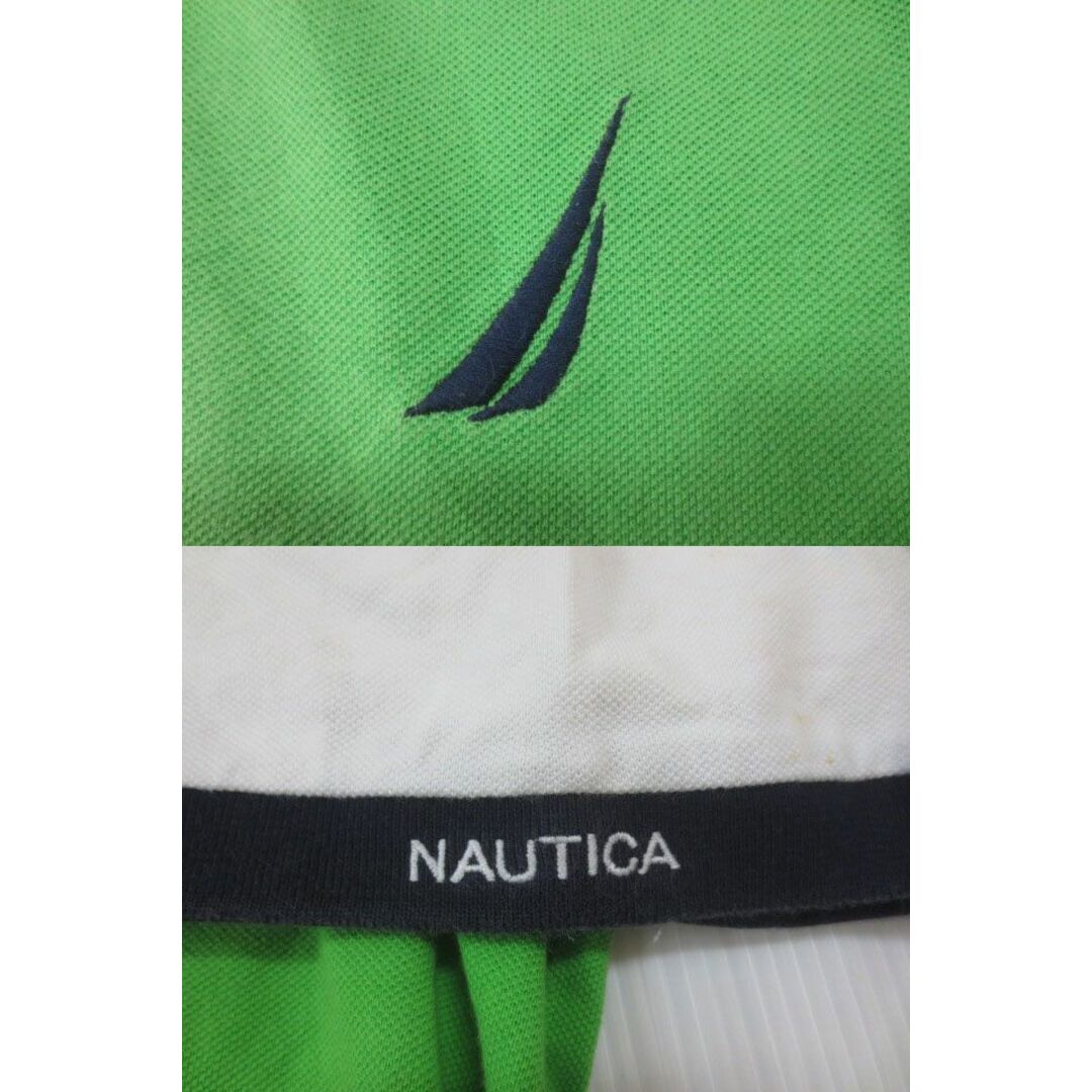 NAUTICA(ノーティカ)のノーティカ/NAUTICA  刺繍入り 鹿の子 ポロ シャツ 半袖 クレイジーパターン サイズ：L グリーン×ホワイト×ネイビー古着 【中古】 メンズのトップス(ポロシャツ)の商品写真