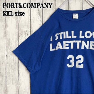 2XL オーバーサイズ PORT&COMPANY ユニセックス 青 ブルー 古着(Tシャツ/カットソー(半袖/袖なし))