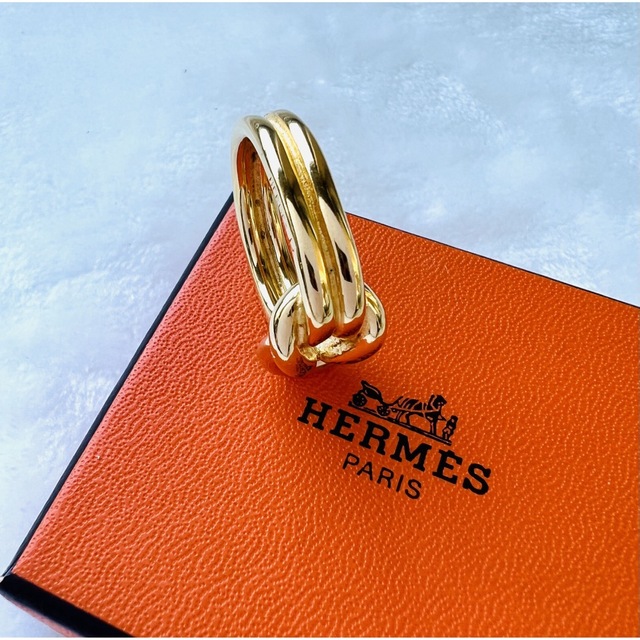 ✨エルメス✨Hermes Atame ゴールド スカーフリング アタメ 箱付き