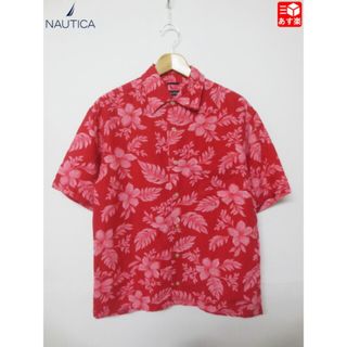 ノーティカ(NAUTICA)のリサイズ ノーティカ/NAUTICA アロハシャツ 半袖 ハイビスカス・植物 総柄  Men's S位 レッド 【中古】(シャツ)