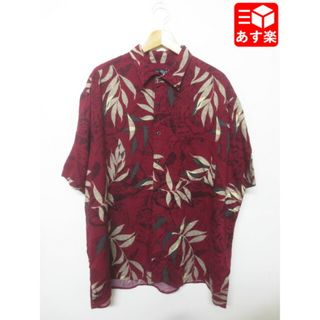 IVY CREW レーヨン アロハ シャツ 半袖 植物 総柄 サイズ：XL エンジ系古着 【中古】【BIG SIZE/ビッグサイズ】(シャツ)