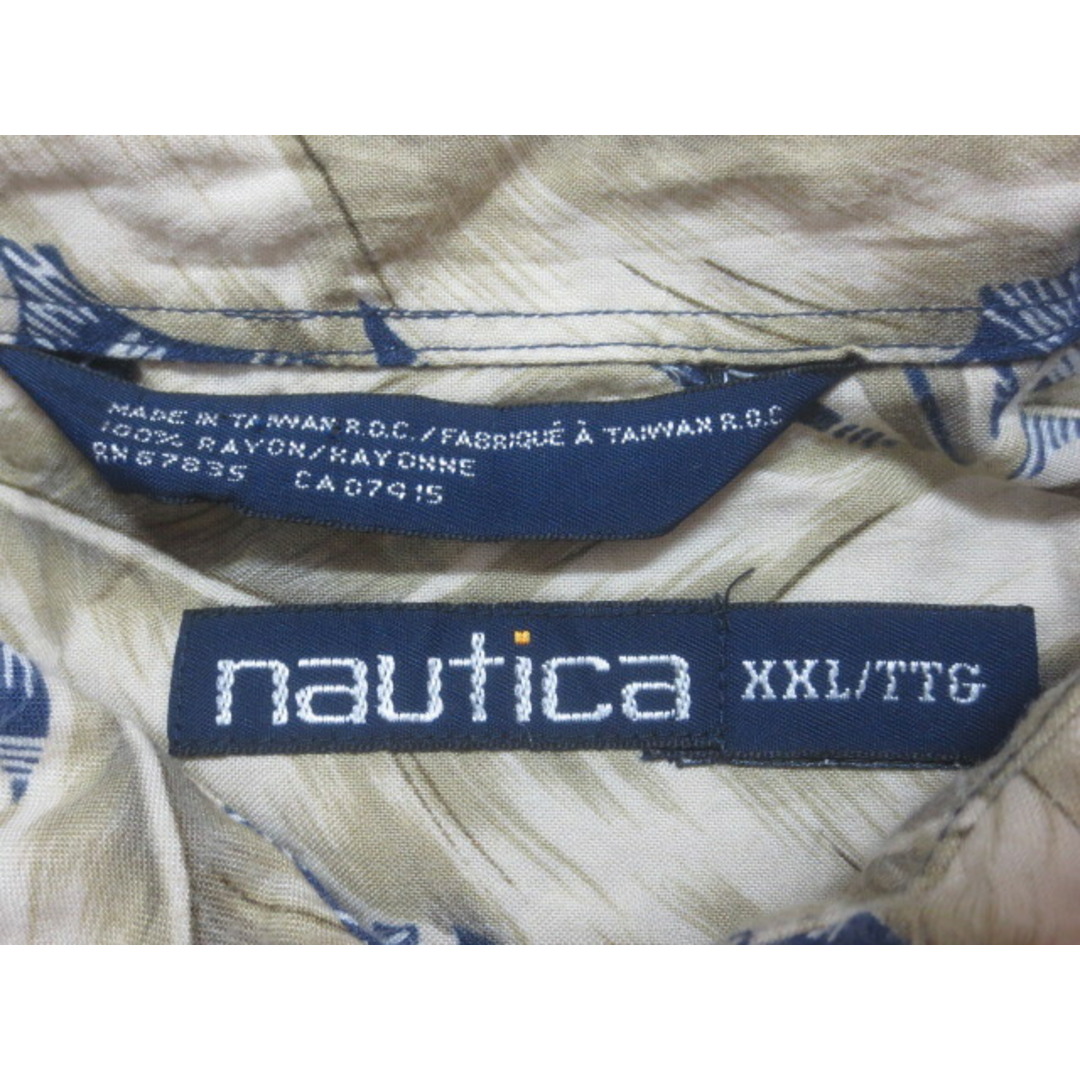 NAUTICA(ノーティカ)のノーティカ/NAUTICA レーヨン アロハ シャツ 半袖 植物 総柄 サイズ：XXL ネイビー古着 【中古】【BIG SIZE/ビッグサイズ】 メンズのトップス(シャツ)の商品写真