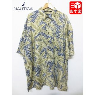 ノーティカ(NAUTICA)のノーティカ/NAUTICA レーヨン アロハ シャツ 半袖 植物 総柄 サイズ：XXL ネイビー古着 【中古】【BIG SIZE/ビッグサイズ】(シャツ)