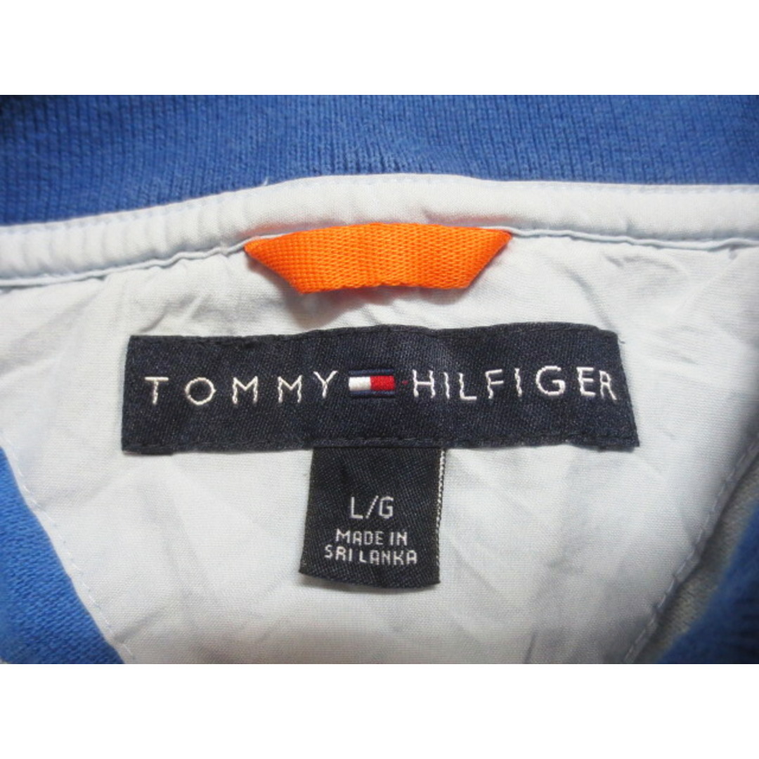 TOMMY HILFIGER(トミーヒルフィガー)のトミー ヒルフィガー/TOMMY HILFIGER 鹿の子 ポロシャツ 半袖 ワンポイント刺繍 クレイジーパターン サイズ:L ブルー×ライトブルー古着 【中古】 メンズのトップス(ポロシャツ)の商品写真
