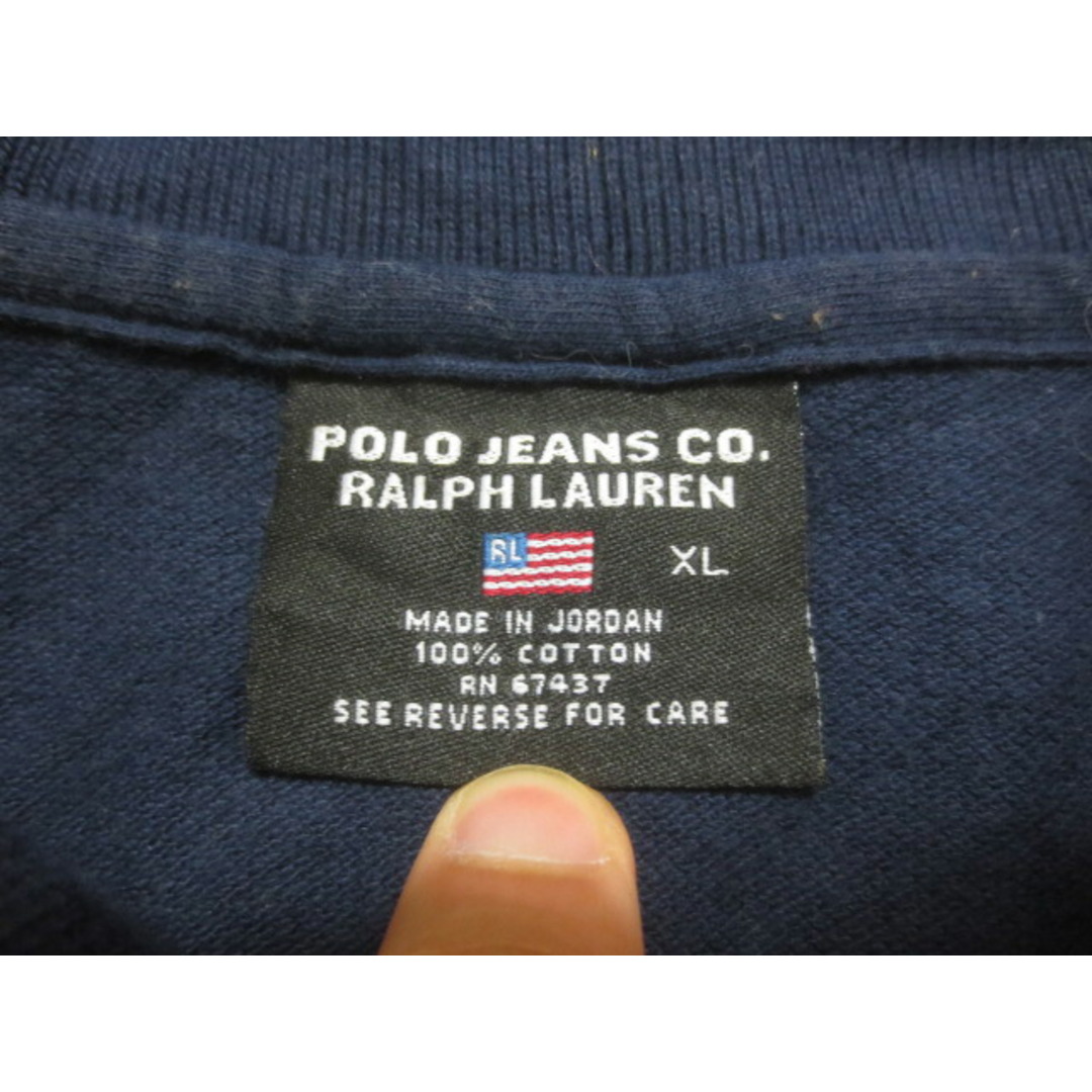 Ralph Lauren(ラルフローレン)のポロ ジーンズ ラルフローレン/POLO JEANS CO. RALPH LAUREN 鹿の子 ポロシャツ 半袖 星条旗ミニワッペン付き サイズ:XL ネイビー古着 【中古】 メンズのトップス(ポロシャツ)の商品写真