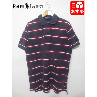 ラルフローレン(Ralph Lauren)のポロ ラルフローレン/Polo by Ralph Lauren ボーダー柄 鹿の子 ポロシャツ 半袖 ワンポイント刺繍 サイズ:M ネイビー×レッド×ホワイト古着 【中古】(ポロシャツ)