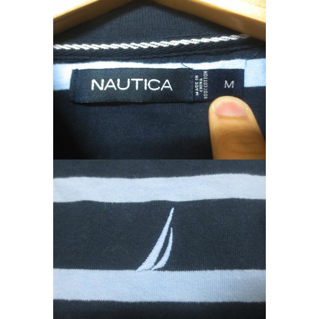 NAUTICA(ノーティカ)のノーティカ/NAUTICA ポロシャツ 半袖 ボーダー柄 ワンポイント刺繍 サイズ:M ネイビー×ライトブルー古着 【中古】 メンズのトップス(ポロシャツ)の商品写真