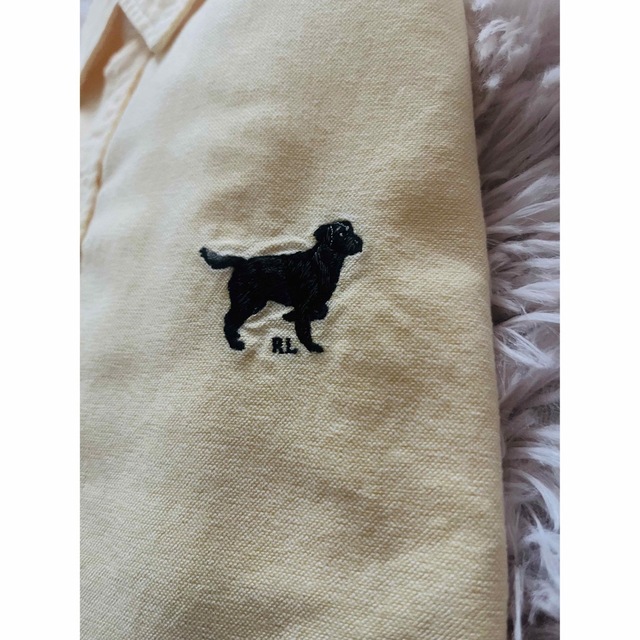 【BEAMS】M ベージュ　犬刺繍　BD　オックスフォード　シャツ　カジュアル