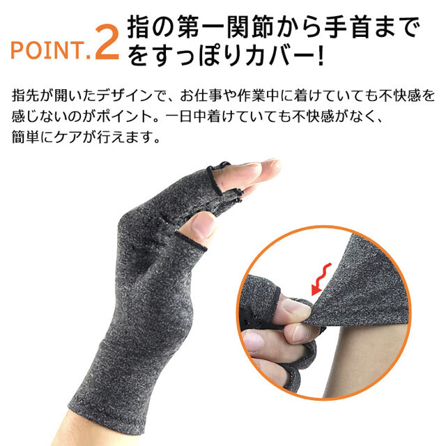 関節炎 ケア サポート 黒 ばね指 スマホ M 着圧 指なし 手袋 作業 通販