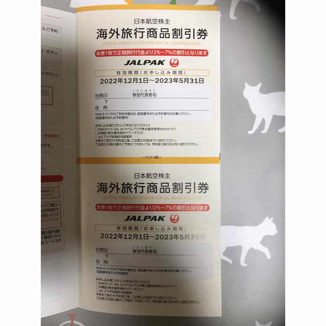 JAL(日本航空)(ジャル(ニホンコウクウ))のJAL日本航空株主優待券　1枚  有効2023年5月31日 チケットの優待券/割引券(その他)の商品写真