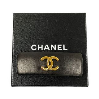 シャネル(CHANEL)のCHANEL シャネル ココマーク レザー バレッタ
 黒 ゴールド 正規品 / 29935【中古】(バレッタ/ヘアクリップ)