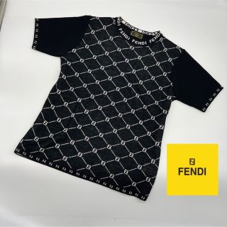 てなグッズや フェンディ半袖ニット FENDIロゴ柄トップス フィンディの
