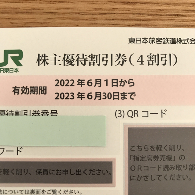 JR東日本　株主優待割引券　2枚 1