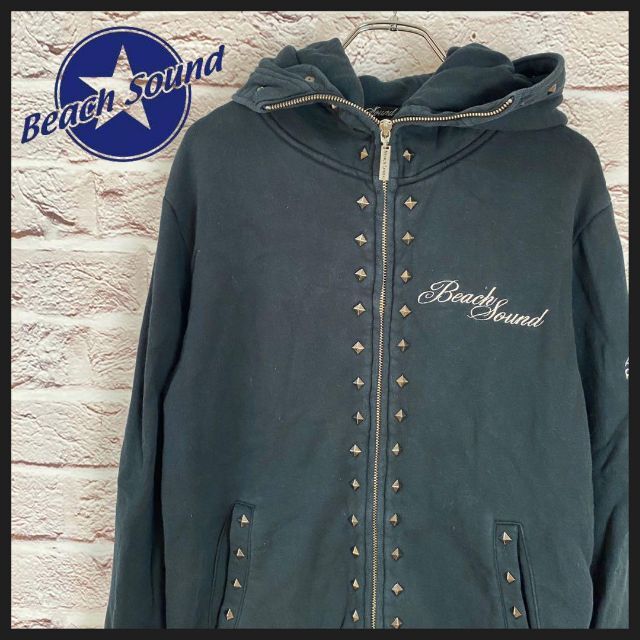 BEACH SNUND メンズフルジップパーカー 厚地 ブラック ネット卸売り beach sound 上着