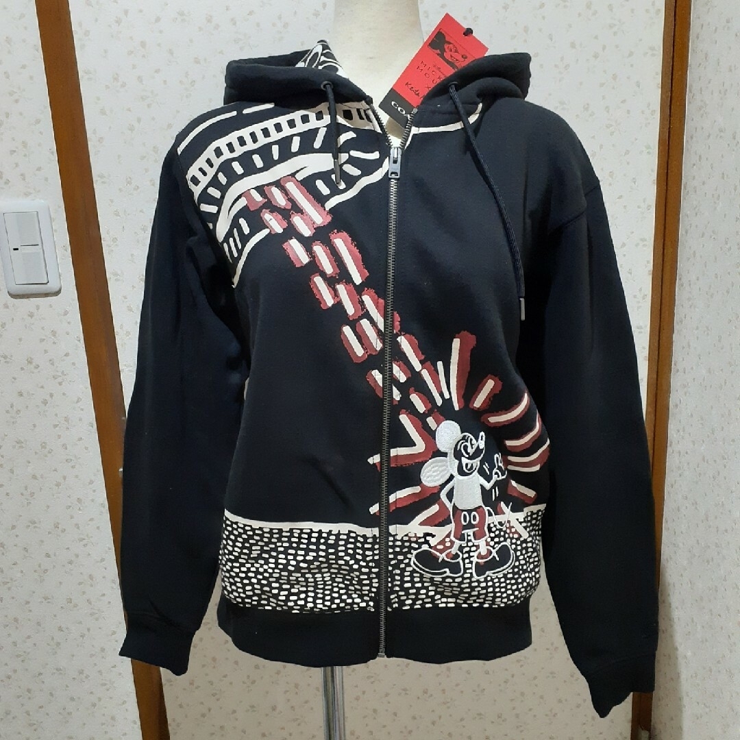 極美品☆正規品 COACH×Disney コーチ×ディズニー 1547 ミッキーマウス フード付 ZIP UP パーカー ボルドー×ピンク系 M ガーメント付63cm肩幅