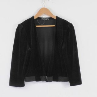 フォクシー(FOXEY)の美品 VELOUR NOIR by FOXEY NEW YORK フォクシー 26978 Vスイートジャケット 1点 ブラック 40 トリアセテート他 レディース AY3284A61 (ロングコート)