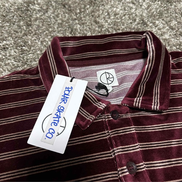 POLAR SKATE CO.(ポーラースケートカンパニー)のPOLAR SKATE CO. VELOUR POLO SHIRT WINE L メンズのトップス(ポロシャツ)の商品写真