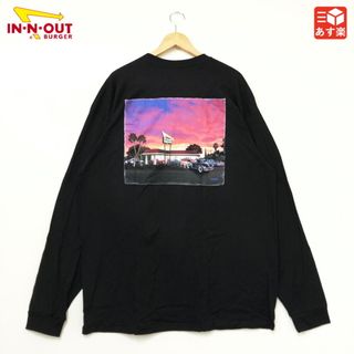 インアンドアウトバーガー IN-N-OUT BURGER CALIFORNIA SUNSET BLACK L/S TEE　インアンドアウトバーガー カリフォルニア サンセット プリント ロンT　長袖 Tシャツ 両面プリント　サイズ：XXL　ブラック 新品(Tシャツ/カットソー(半袖/袖なし))