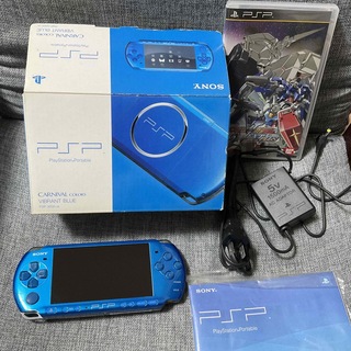 プレイステーションポータブル(PlayStation Portable)のPSP 3000 本体 ブルー 箱 説明書　ソフト(携帯用ゲーム機本体)