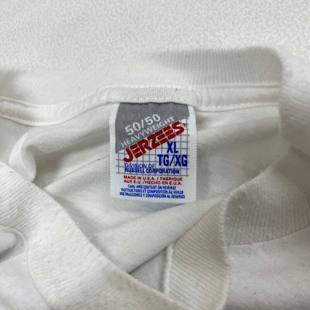 JERZEES(ジャージーズ)の90's JERZEES ジャージーズ プリントTシャツ　半袖 MADE IN USA サイズ:XL ホワイト 【中古】 メンズのトップス(Tシャツ/カットソー(半袖/袖なし))の商品写真