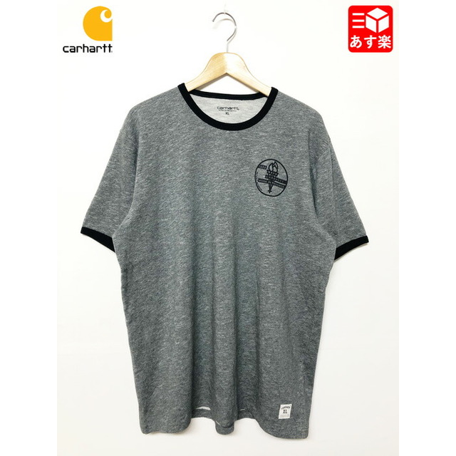 carhartt(カーハート)のカーハート/Carhartt プリント リンガーTシャツ 半袖 サイズ：XL ヘザー チャコールグレー 新品 メンズのトップス(Tシャツ/カットソー(半袖/袖なし))の商品写真