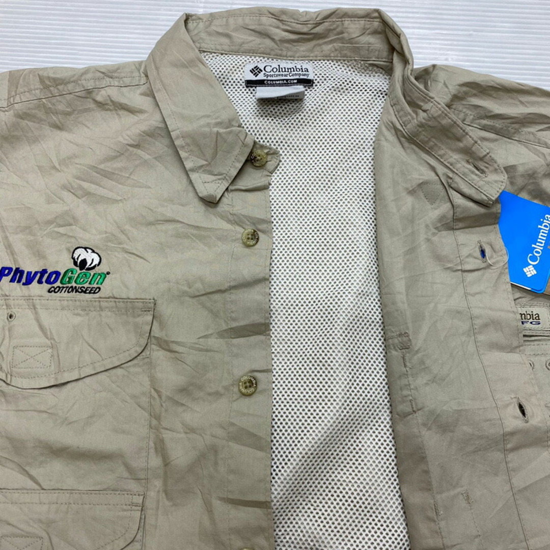コロンビア Columbia PFG ショートスリーブ シャツ 刺繍 半袖 サイズ:XL ベージュ【Performance Fishing Gear】 新品