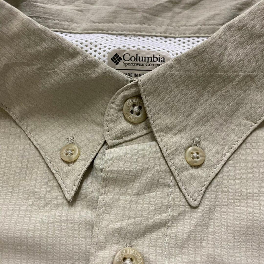 コロンビア Columbia PFG ショートスリーブ ボタンダウン シャツ 刺繍 半袖 サイズ：L ブルーグレー系【OMNI-SHADE】【Performance Fishing Gear】