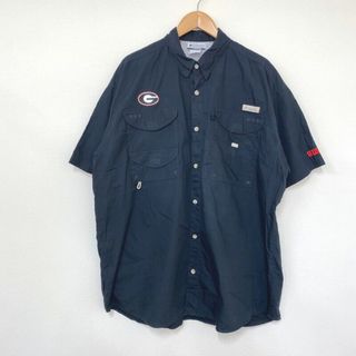 コロンビア(Columbia)のコロンビア Columbia PFG ショートスリーブ シャツ コットン  半袖 タッカーズ 刺繍 サイズ：XL ブラック【Performance Fishing Gear】古着 【中古】(シャツ)