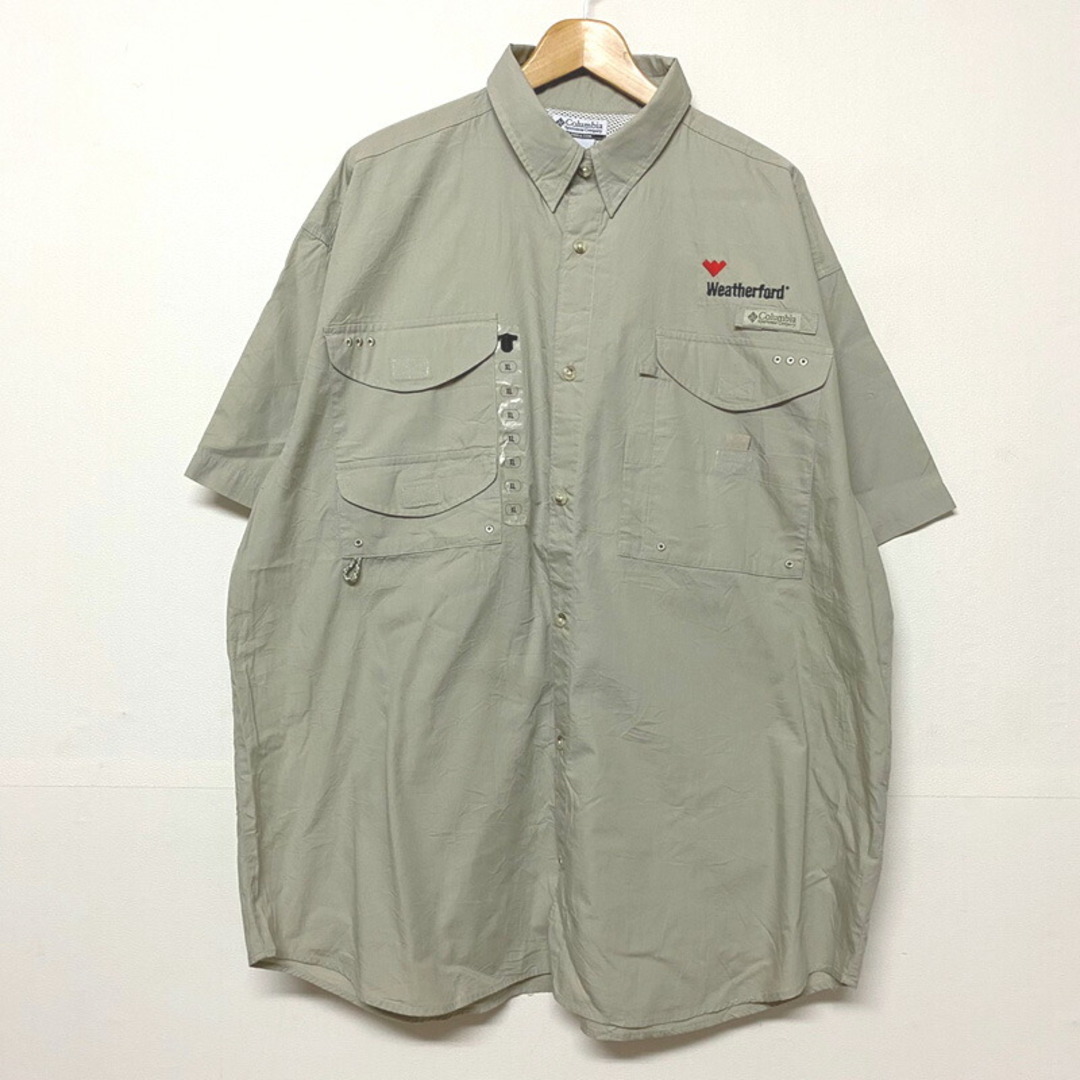安価 ワタナベ Columbia - 【Deadstock】コロンビア/Columbia PFG コットン シャツ 半袖 刺繍入り サイズ:XL ベージュ系【Performance Fishing Gear】 シャツ