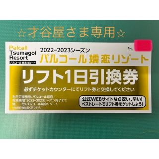 パルコール嬬恋　リフト1日券 ⭐︎即発送可⭐︎(スキー場)