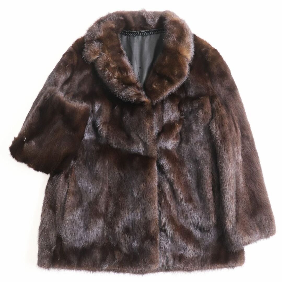 極美品★LUPIAN FUR　ルピアンファー　MINK　ミンク　逆毛　本毛皮コート　ダークブラウン　15号　毛質艶やか・柔らか◎約83cm肩幅