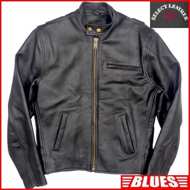 ライダースジャケット 本革 シングル メンズ レザー M バイク 黒HH8689