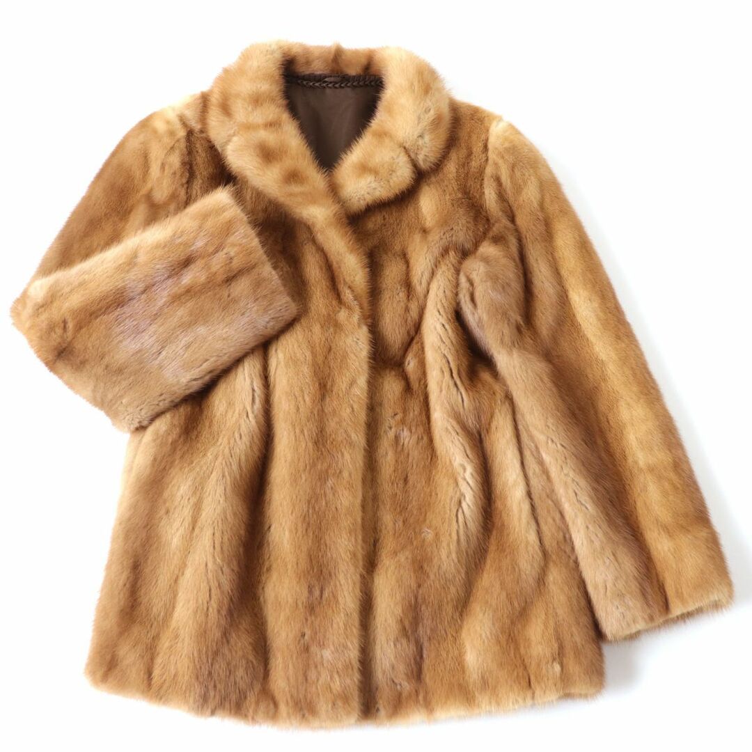 極美品☆MINK ミンク パステルミンク 本毛皮コート ライトブラウン 15