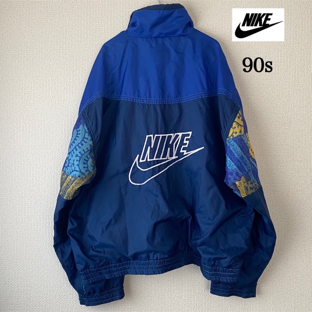 NIKE - NIKE 90s ナイロンジャケット ビッグロゴ刺繍 スウッシュロゴ