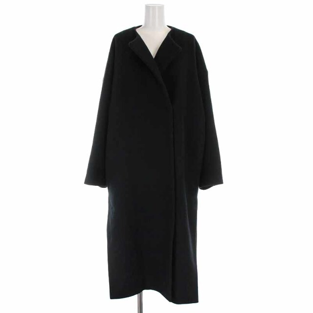 DEUXIEME CLASSE Beaverノーカラーオーバーコート F 黒 DEUXIEME CLASSE Beaverノーカラーオーバーコート F 黒