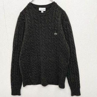 ラコステ(LACOSTE)の【極美品】ラコステ ケーブル編み ワニロゴ 刺繍 ウール ニット グリーン系(ニット/セーター)