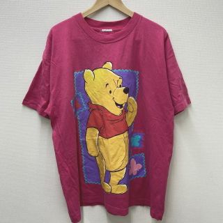 くまのプーさん プリント Tシャツ 半袖  サイズ：Men's XL位 ピンク古着 【中古】 Disney ディズニー(Tシャツ/カットソー(半袖/袖なし))