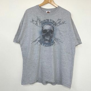 ハーレー(Hurley)のハーレーダビットソン HARLEY-DAVIDSON Tシャツ 半袖 ポケT 両面 プリント MADE IN USA サイズ：XL グレー×ブルー×イエロー 【中古】(Tシャツ/カットソー(半袖/袖なし))