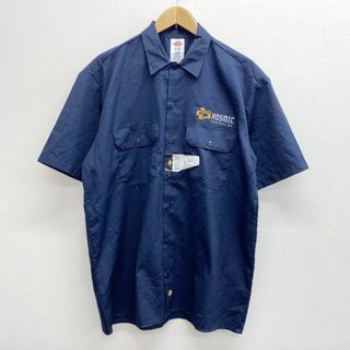 ディッキーズ(Dickies)の【Deadstock】ディッキーズ Dickies ショートスリーブ ワーク シャツ 無地 半袖 刺繍 サイズ：L ネイビー【新古品】 デッドストック 新古品(シャツ)